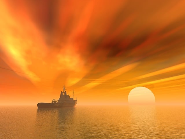 Free sunset dawn water illustration
