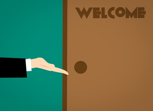 Free welcome welcoming door illustration