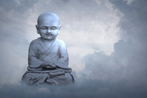 孩子, 天空, 宗教, 灵性, 云, 佛, 雕塑, 雕像, 云表, 佛教, 蓝色