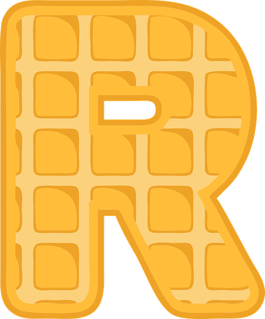 Free r alphabet waffle vector