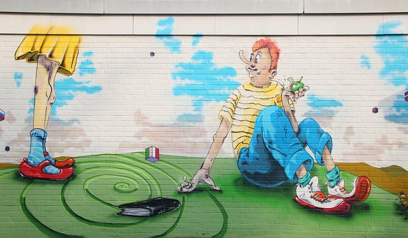 Kind, Junge, Menschen, Kunst, Gras, Mann