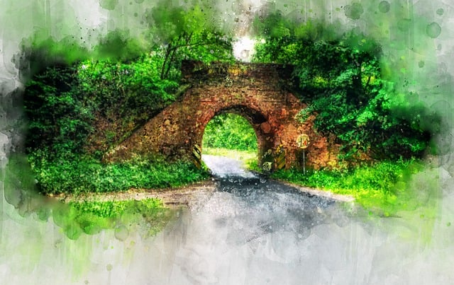 Free bridge polska watercolor illustration