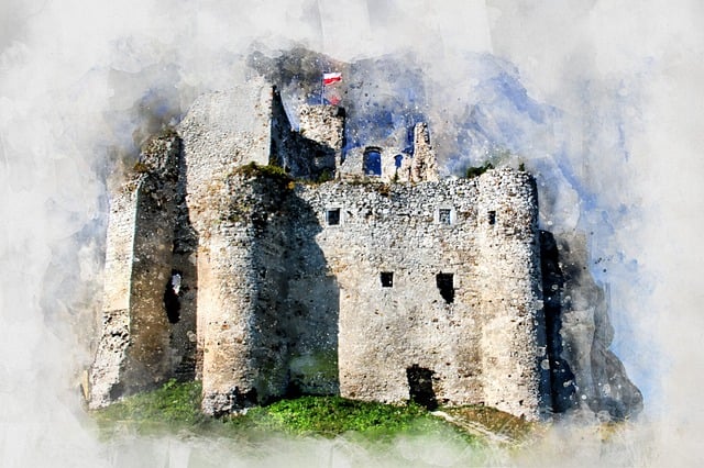 Free castle watercolor polska illustration