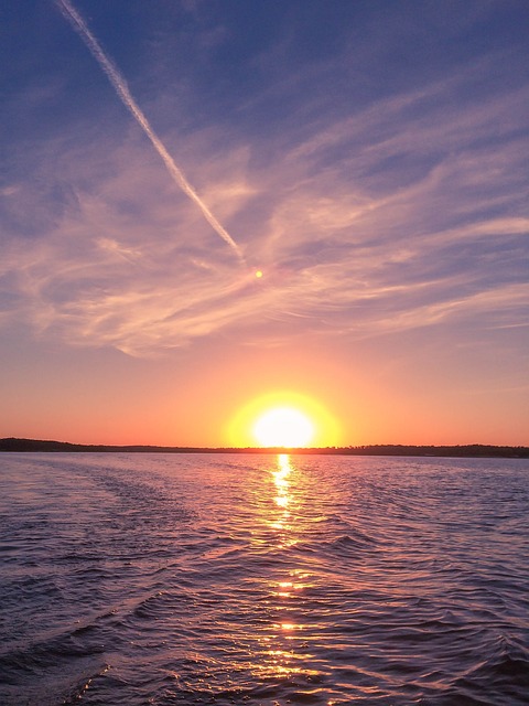 Solnedgang, Sol, Vand, Skumring, Hav, Sø