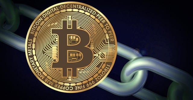 Free blockchain bitcoin currency illustration