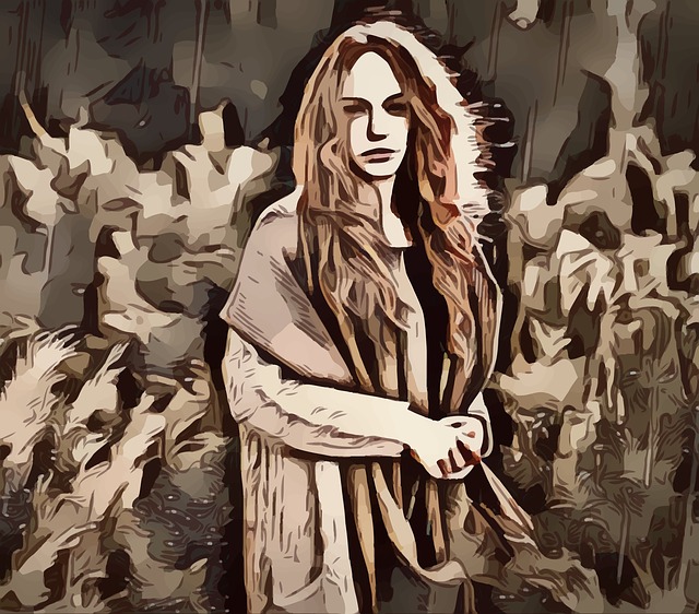 Free rain woman painted illustration