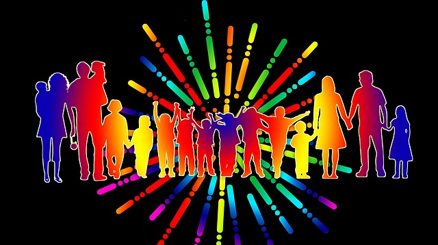 Menschenmenge, Familie, Mitte, Kinder