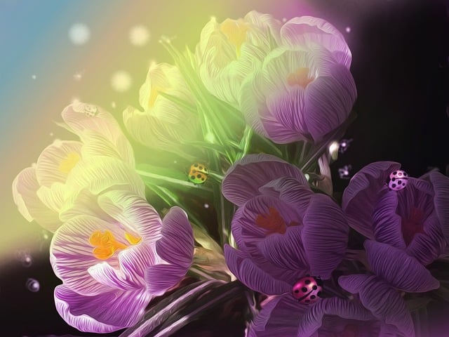 Free illustration crocus ladybug illustration