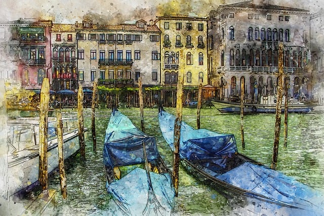 Venetië, Venetiaanse, Avond, Gondel