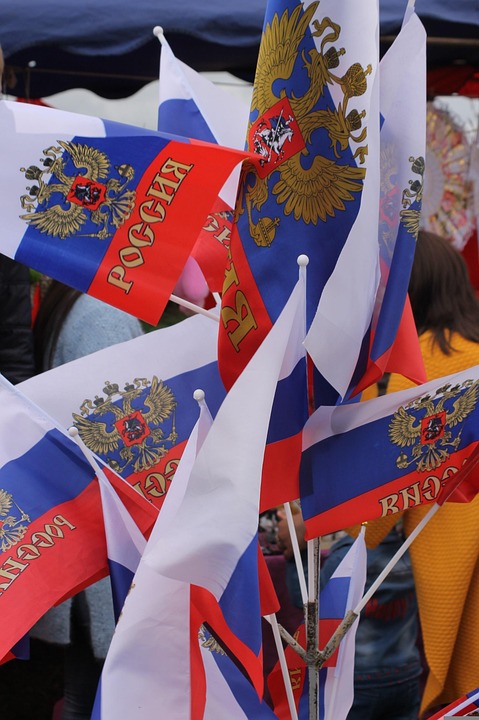Drapeau Russie avec aigle 3' x 5' - Blason Russe 90 x 150 cm - Bannière