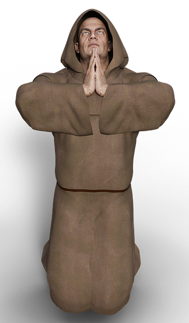 Free man monk praying illustration