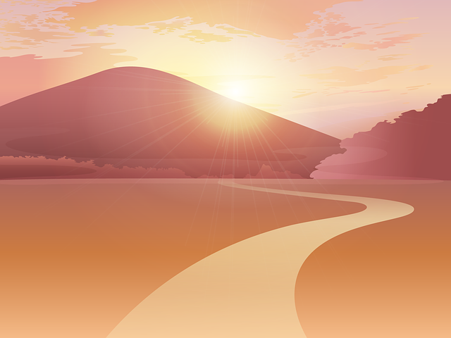 Free sunset background scenery illustration