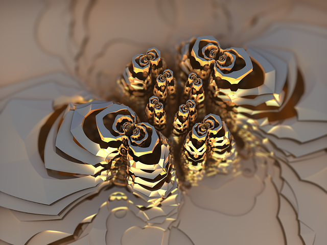 Fractalen, Fractals Kunst, 3D, Goud