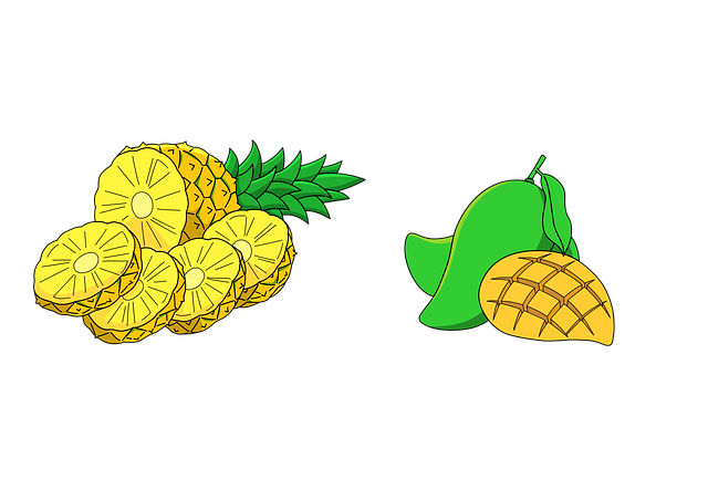 Free pineapple mango fruit illustration