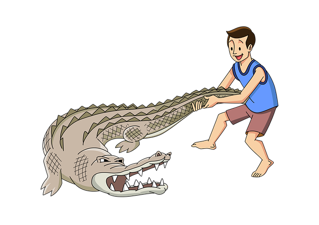 Mann, Ringen, Krokodil, Alligator, Stark