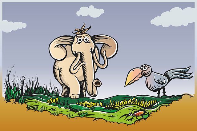 Download free HD stock image of Elephant Bird Free elephant bird crow illustration