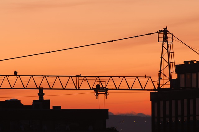 Industri, Himmel, Solnedgang, Kran, Stål