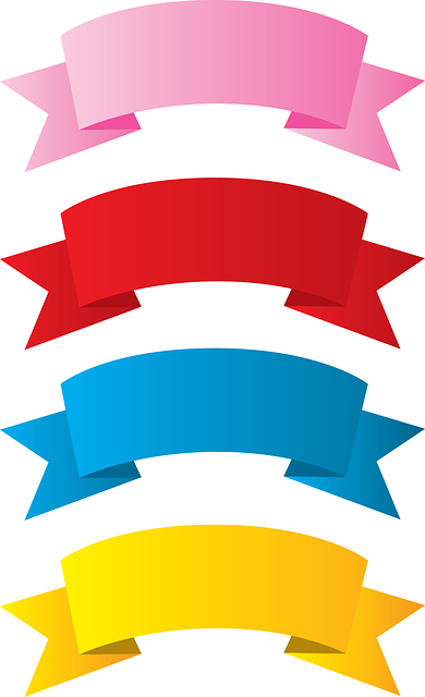 Menüband, Bogen, Rosa, Rot, Blau, Gelb