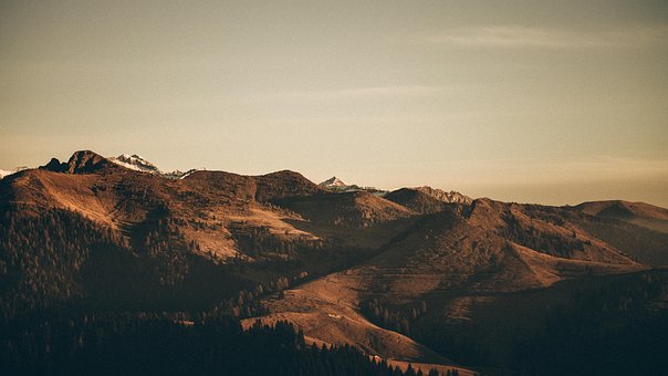 Panoramisk, Solnedgang, Landskab, Natur