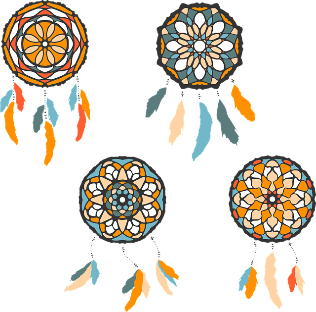 Free dreamcatcher abstract orange vector
