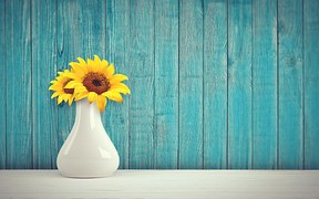 Sunflower, Vase, Vintage, Retro