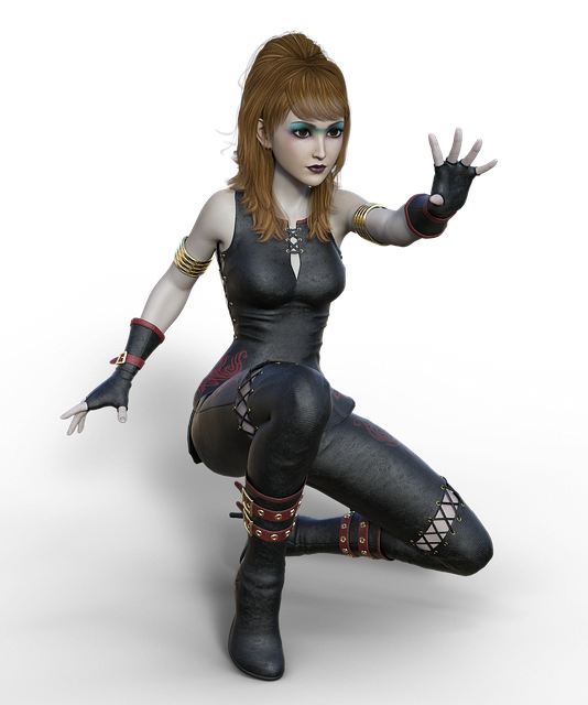 Free woman self-defense battle illustration