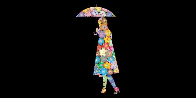 Free girl flower umbrella illustration