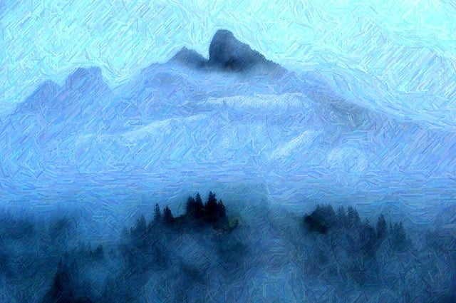 Free mountains mountain fog illustration