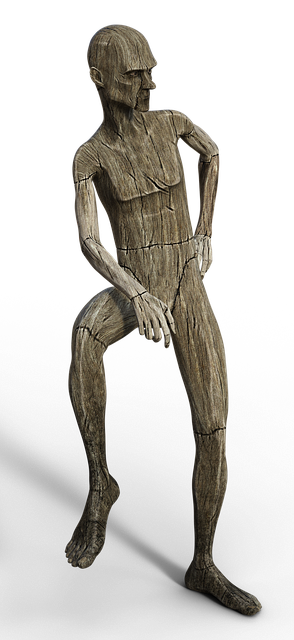 Free man sitting wooden figure illustration