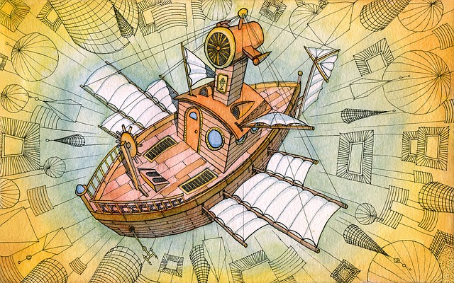 Free sky ship ship flight illustration