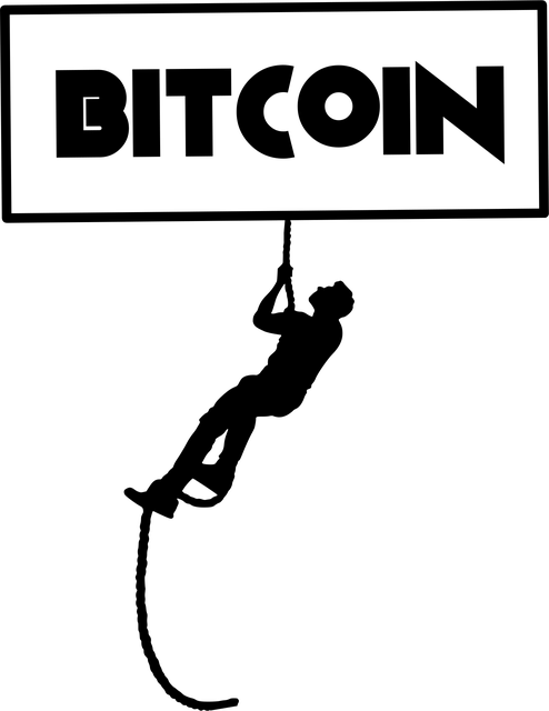 Free silhouette climbing bitcoin vector
