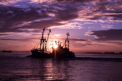 Águas, Mar, Pôr Do Sol, Navio