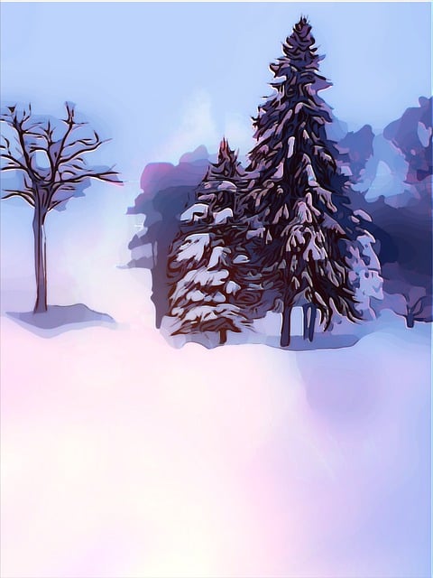 Free trees snow evergreens illustration
