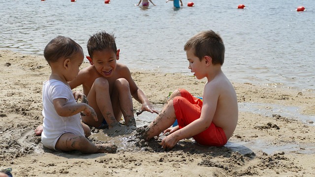 Filho, Praia, Areia, Agua, Mar