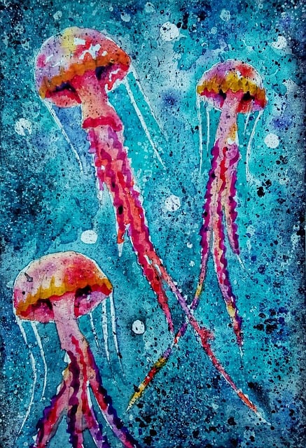 Free jellyfish drawing painting illustration