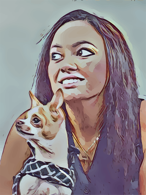 Free big eyes woman dog vector
