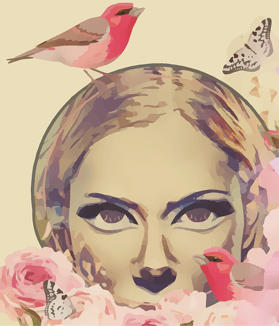 Free woman bird flowers vector