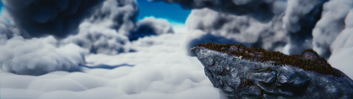Cliff, Nuvens, Montanha, Azul, Íngreme