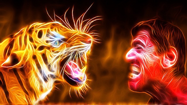 Free flare-up tiger man illustration