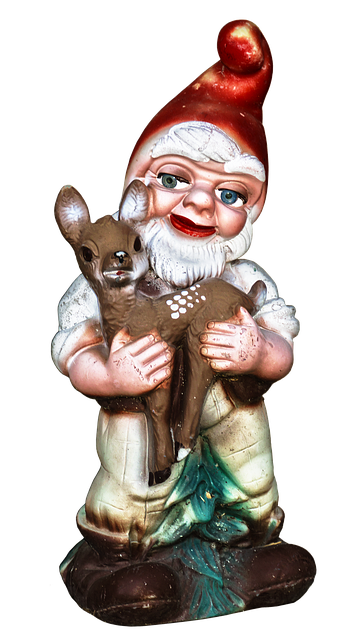 Figurine Ancienne Gnome En Feutrine - Poupée Vintage Artisanale 32 Cm
