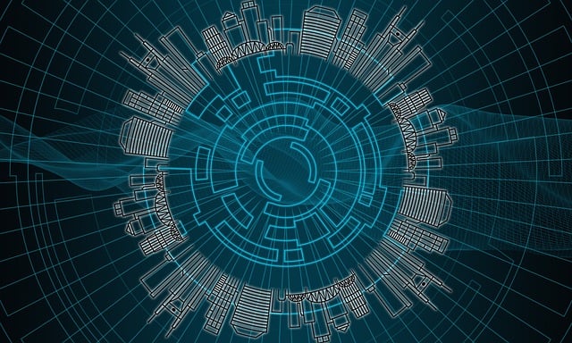 Free technology city globalisation illustration
