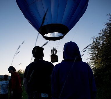 Menschen, Ballon, Mann, Silhouette