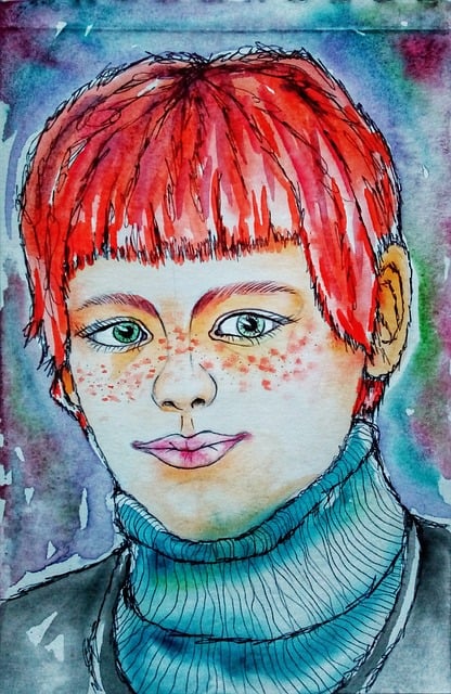 Free portrait redhead mushroom illustration