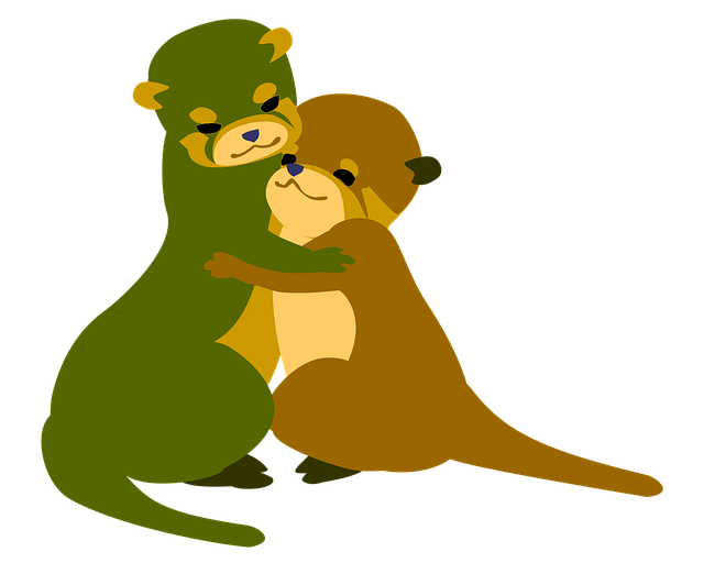 Free otter hugs love illustration