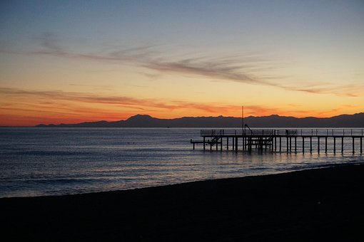 Sonnenuntergang, Urlaub, Ferien, Blau