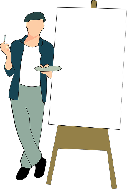 Free standing painter artist illustration