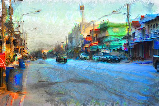 Free Painting Cityscape illustration and picture