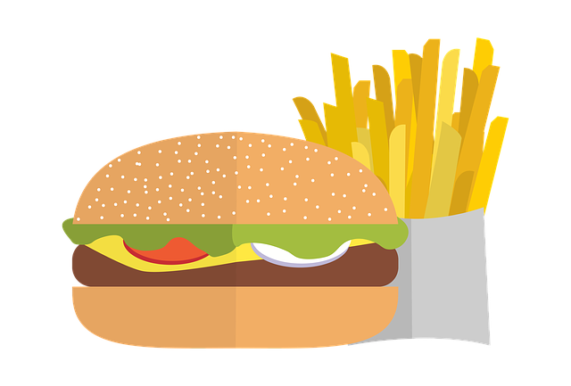 Free pommes chips burger illustration