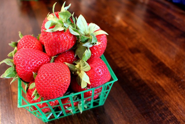 Fresas, Cesta De Fruta, Rojo, Fresa