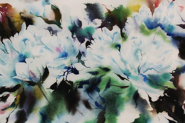 Free peonies watercolor painting illustration